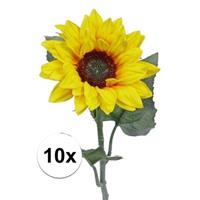 Bellatio 10 Kunst zonnebloemen 81 cm Geel