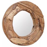 vidaXL Dekorativer Spiegel Teak 60 cm Rund Braun