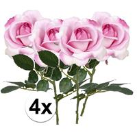Bellatio 4x Roze rozen Carol kunstbloemen 37 cm Roze