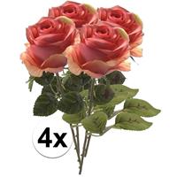 Bellatio 4x Roze rozen Simone kunstbloemen 45 cm Roze