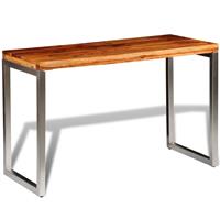 VidaXL Eettafel/bureau met stalen poten massief sheesham hout