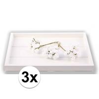 Rayher hobby materialen 3x Witte roosjes van satijn 12 cm Wit