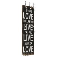 vidaXL Wandkapstok met 6 haken LOVE LIVE 120x40 cm