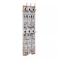 vidaXL Wandkapstok met 6 haken FAMILY RULES 120x40 cm