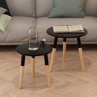 vidaXL Beistelltisch Set 2 Stk. Kiefernholz Massiv  Schwarz