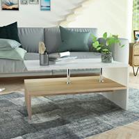 vidaXL Couchtisch Spanplatte 90 x 59 x 42 cm Eiche und  Weiß