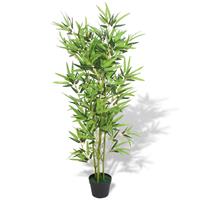 Kunst bamboe plant met pot 120 cm groen