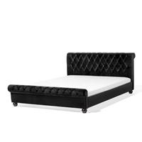 Beliani AVALLON Tweepersoonsbed Zwart Fluweel 160x200