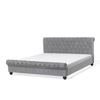 Beliani Bed fluweelstof lichtgrijs 180 x 200 cm AVALLON