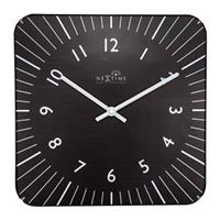 NeXtime Wandklok  Alex RC 35x35cm glas zwart