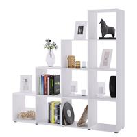 VCM Regal Treppenregal Raumteiler Stufenregal 10 Fächer Bücherregal Standregal, weiß