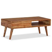 vidaXL Couchtisch Massivholz mit Schublade Geschnitzt 100 x 50 x 40 cm Braun