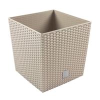 Prosperplast Kunststof Rato rotan bloempot/plantenpot met binnenpot taupe 40 cm - Bloempotten voor binnen en buiten