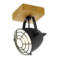 EGLO Spotleuchte Gatebeck 1 Lampe Stahl und Holz  Schwarz