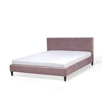 Beliani FITOU Tweepersoonsbed Roze Fluweel 160x200