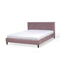 Beliani FITOU Tweepersoonsbed Roze Fluweel 160x200