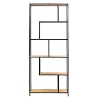 Leen Bakker Boekenkast Jaxx - zwart/naturel - 181x77x35 cm