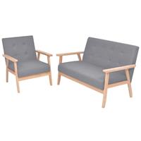 vidaXL Sofa-Set 2-tlg. Stoff Hellgrau Grau