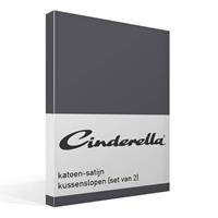 Cinderella kussensloop katoen-satijn (2 stuks) - antraciet - 60x70 cm