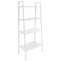 vidaXL Leiter-Bücherregal 4 Ebenen Metall  Weiß