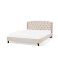 Beliani BORDEAUX Tweepersoonsbed Beige Polyester 160x200