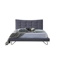 Beliani LANNION Tweepersoonsbed Grijs Fluweel 160x200