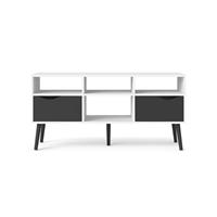 Leen Bakker TV-meubel Delta 6 vaks - wit/mat zwart - 54,4x117,2x39x1 cm