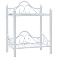 vidaXL Nachtkastjes 45x30,5x60 cm staal en gehard glas wit 2 st