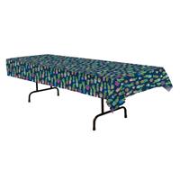 Tafellaken/tafelkleed blauw met cactusprint 137 x 274 cm Blauw