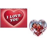 Valentijn - Valentijsdag cadeau 3D hart fotolijst met valentijnskaart Multi