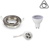 BSE LED Spot Set - Aigi - GU10 Fitting - Dimbaar - Inbouw Rond - Mat Chroom - 6W - Warm Wit 3000K - Kantelbaar Ø82mm