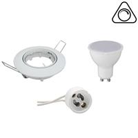 BSE LED Spot Set - GU10 Fitting - Dimbaar - Inbouw Rond - Glans Wit - 6W - Helder/Koud Wit 6400K - Kantelbaar Ø90mm