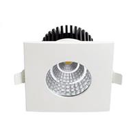 BSE LED Downlight - Inbouw Vierkant 6W - Waterdicht IP65 - Natuurlijk Wit 4200K - Mat Wit Aluminium - 90mm