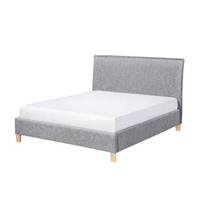 Beliani Bed grijs gestoffeerd met lattenbodem 140x200 cm SENNEZ