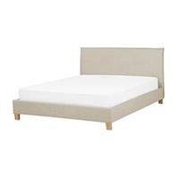 Beliani SENNEZ Tweepersoonsbed Beige Polyester 180x200