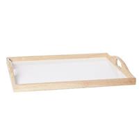 Merkloos Woon decoratie dienblad hout/wit x 28 cm -