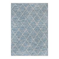 home24 Luxor living Teppich Pantin Mittelblau Rechteckig 140x200 cm (BxT) Modern Kariert Baumwollstoff