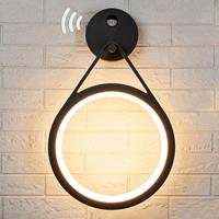 Lucande LED buiten wandlamp Mirco met sensor, ringvormig