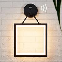 Lucande Vierkante LED wandlamp met bewegingsmelder