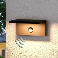 Lampenwelt.com Hoekige LED outdoor wandlamp Darina, bewegingsm.