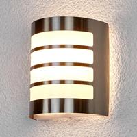 Lindby Gestreepte roestvrijstalen outdoor wandlamp Noyan