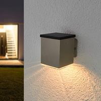 Lindby LED-Solar-Außenwandleuchte Tyson, eckig, klar