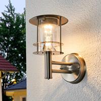 Lampenwelt.com Roestvrijstalen solar buitenwandlamp Sumaya, LED