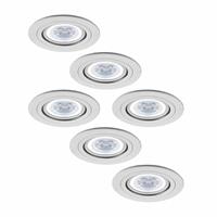 INTOLED Set van 6 stuks dimbare LED inbouwspots Pittsburg met 5 Watt  spot kantelbaar