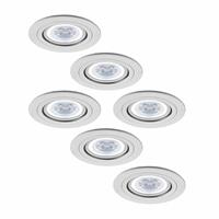 INTOLED Set van 6 stuks dimbare LED inbouwspots Pittsburg met 5 Watt  spot kantelbaar