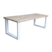 Wood4you - Eettafel New England wit industriële look 180Lx78Hx90D cm (U-poot)