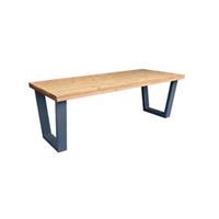 Wood4you - Eettafel Newyork Roasted wood Antraciet 180Lx78Hx90D cm