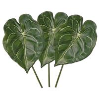 3x Kunstplanten Anthurium bladgroen takken 67 cm Groen