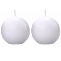 2x Bolkaarsen mat wit 8 cm Wit