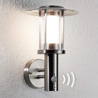 Lampenwelt.com LED buiten wandlamp Gregory, rvs, sensor